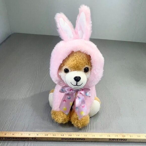 Rare Hugfun Brown Pomeranian Dog In Pink Rabbit Costume 12" - Picture 11 of 15